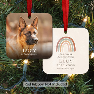 Pet Dog Rainbow Bridge Memorial Photo Christmas Metal Tree Decoration