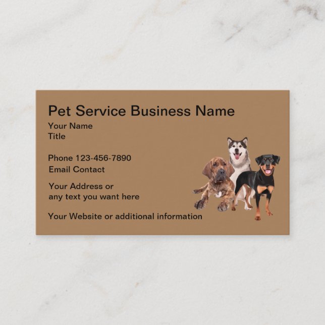 Pet Dog Services Simple Business Card (Front)