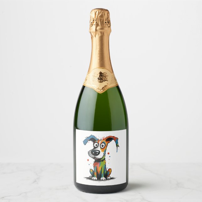pet dog sparkling wine label (Front)