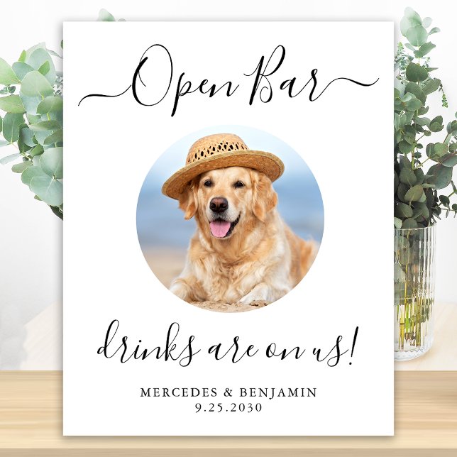 Pet Dog Wedding Open Bar Personalised Drinks On Us Poster (Creator Uploaded)