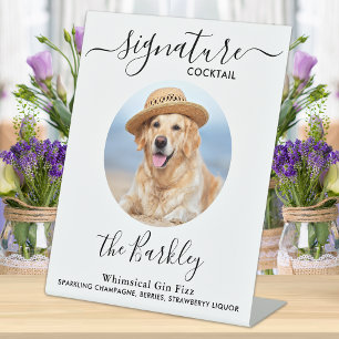 Pet Dog Wedding Signature Cocktail Custom Photo  Pedestal Sign