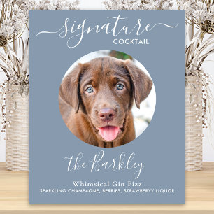 Pet Dog Wedding Signature Cocktail Navy Blue Poster