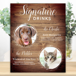 Pet Dog Wedding Signature Drinks Custom Photo Bar Poster