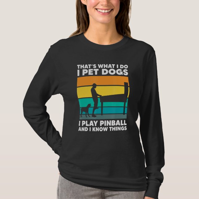 Pet Dogs Play Pinball Machine Gamer Retro Arcade G T-Shirt (Front)