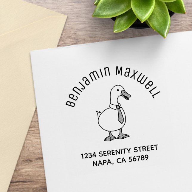 Pet Duck Goose Necktie Arch Address Rubber Stamp (Creator Uploaded)