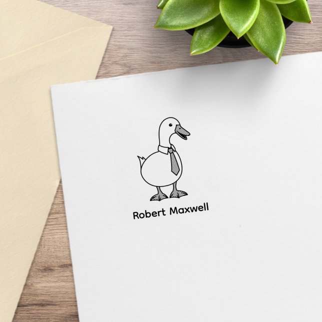 Pet Duck Goose Necktie Custom Name 1x1 Rubber Stamp (Creator Uploaded)
