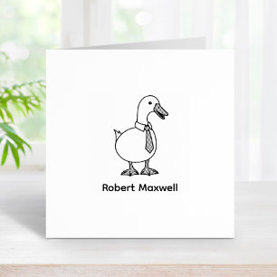 Pet Duck Goose Necktie Custom Name 1x1 Rubber Stamp