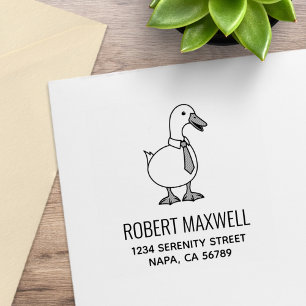 Pet Duck Goose Necktie Return Address Rubber Stamp