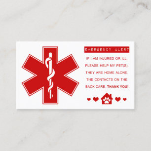 pet emergency contacts business card