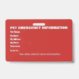 Pet Emergency Information Card v5 ID Badge