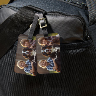 Pet Family Photo Bernese White Personalise Luggage Tag