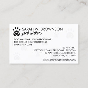 Pet Feeding Visit Safe Care Business Card