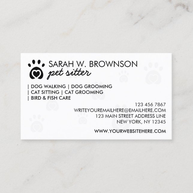 Pet Feeding Visit Safe Care Business Card (Front)