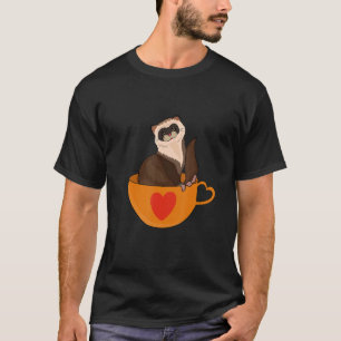 Pet Ferret  Cute Ferret And Coffee  Ferret Pet T-Shirt