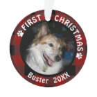 Pet FIRST CHRISTMAS 2-Photo Red & Black Plaid