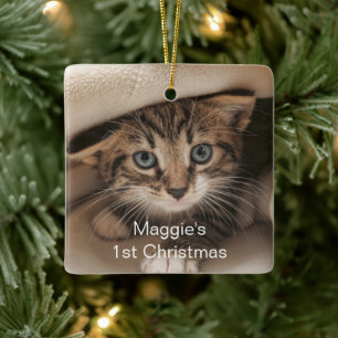 Pet First Christmas Photo  Ceramic Ornament