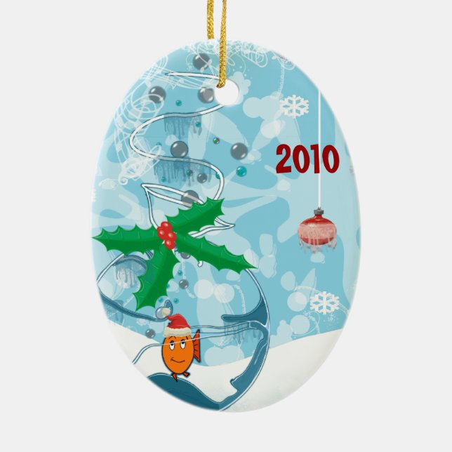 Pet Fish Christmas Couples Photo Ornament (Back)
