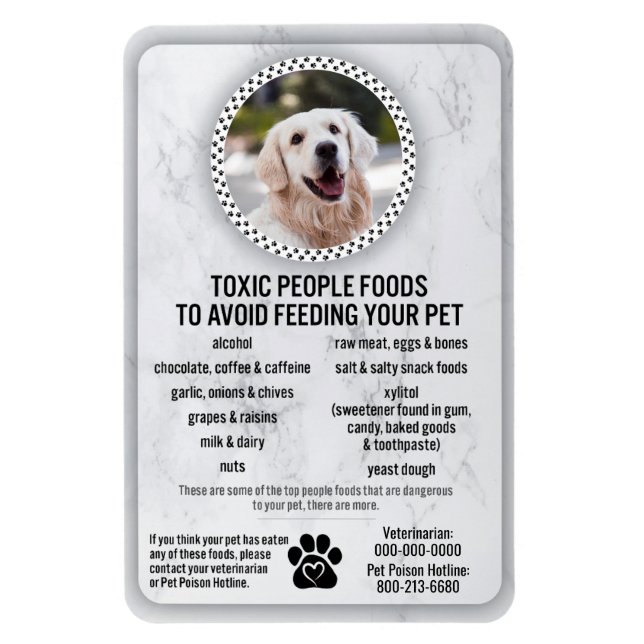 Pet Food Safety Toxic Foods for Dogs to Avoid Magnet (Vertical)