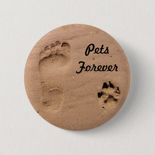 Pet & Footprint in the Sand 6 Cm Round Badge