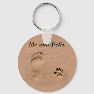 Pet & Footprint in the Sand Key Ring