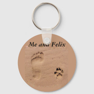 Pet & Footprint in the Sand Key Ring