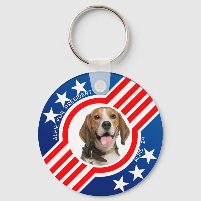 Pet for President Dog Photo USA Election 2024 Key Ring (Front)