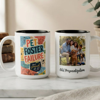 Pet foster failure colourful retro Two-Tone coffee mug