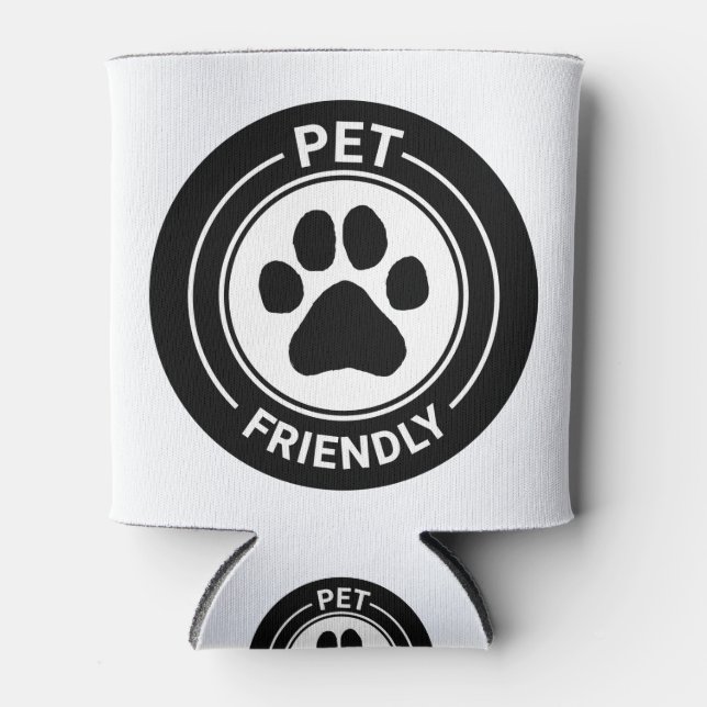 Pet Friendly Bestie Westie Drawn Paw - Black Can Cooler (Front)