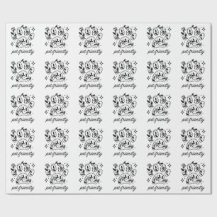 Pet friendly floral dog paw wrapping paper