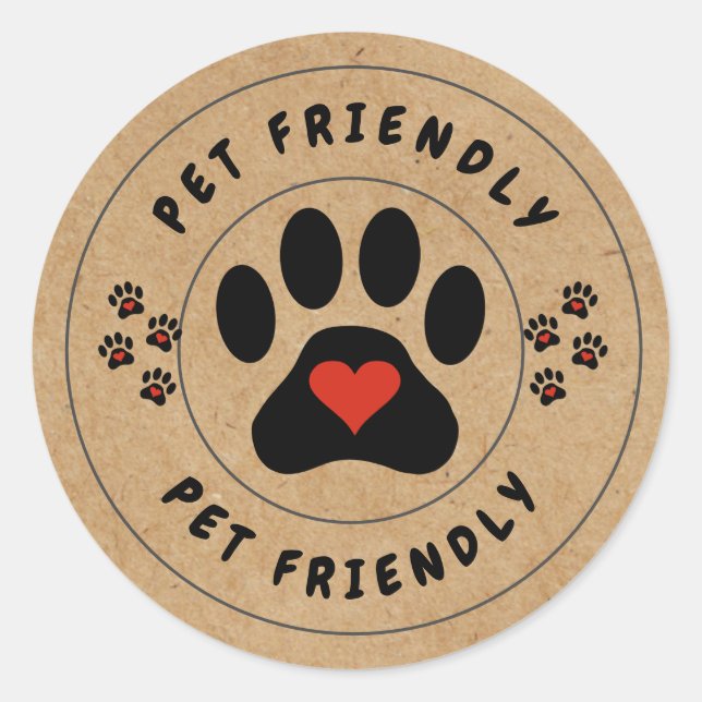 Pet Friendly Kraft Label with heart paw (Front)
