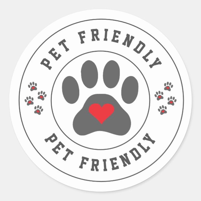 Pet Friendly Label with heart paw (Front)