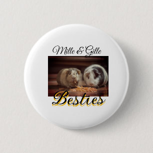 Pet friends besties add name pet photo animal love 6 cm round badge