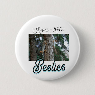 Pet friends besties add name pet photo animal love 6 cm round badge