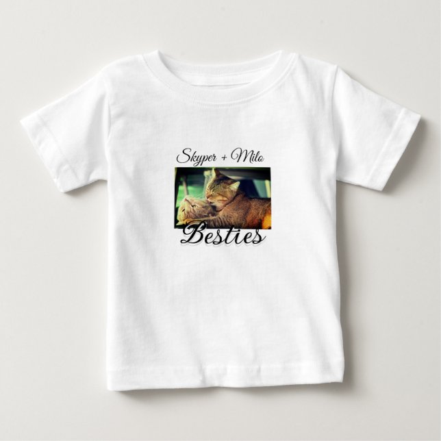 Pet friends besties add name pet photo animal love baby T-Shirt (Front)