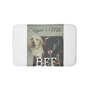 Pet friends besties add name pet photo animal love bath mat