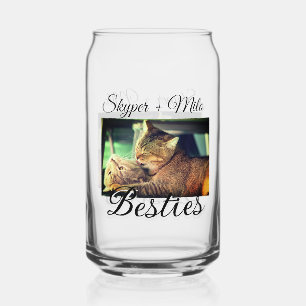 Pet friends besties add name pet photo animal love can glass