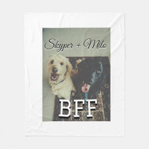 Pet friends besties add name pet photo animal love fleece blanket
