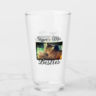 Pet friends besties add name pet photo animal love glass