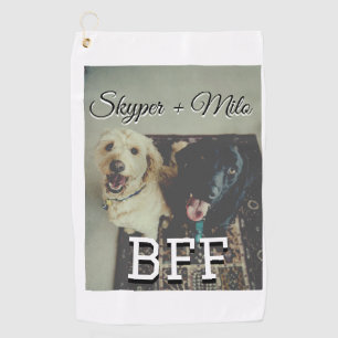 Pet friends besties add name pet photo animal love golf towel