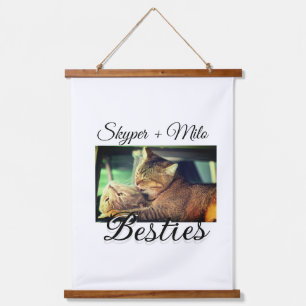 Pet friends besties add name pet photo animal love hanging tapestry