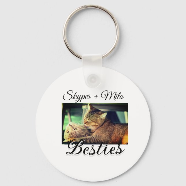 Pet friends besties add name pet photo animal love key ring (Front)