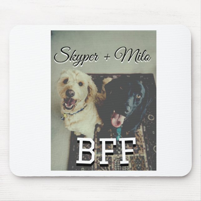 Pet friends besties add name pet photo animal love mouse pad (Front)