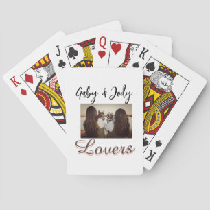 Pet friends besties add name pet photo animal love playing cards