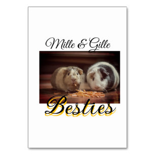 Pet friends besties add name pet photo animal love table number