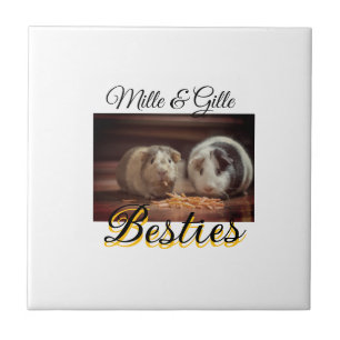 Pet friends besties add name pet photo animal love tile