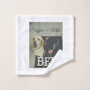 Pet friends besties add name pet photo animal love wash cloth