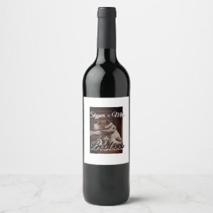 Pet friends besties add name pet photo animal love wine label
