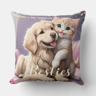 Pet Friends Dog Dad Cat Mom Gift BFF Besties Photo Cushion