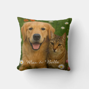 Pet Friends Dog Dad Cat Mum Floral Photo Gifts Cushion