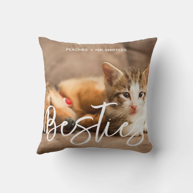 Pet Friends Dog Dad Cat Mum Gift BFF Besties Photo Cushion (Back)